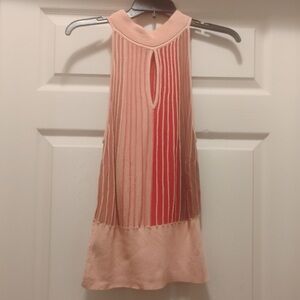 Ribbed Knit Tank Top Coral Pink Womens M Sleeveless Fitted Summer Basic Y2K